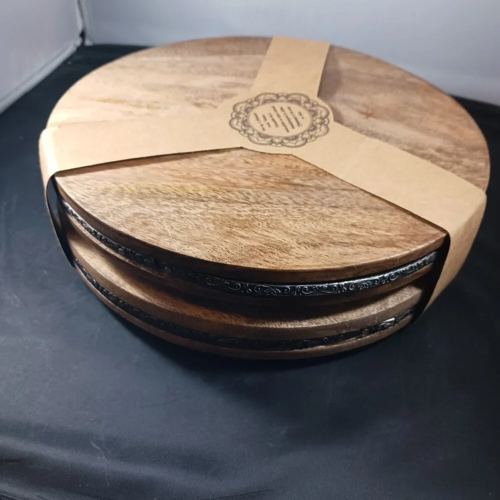 Wood Round Serving Boards or Trivets set of 2 (NWT)